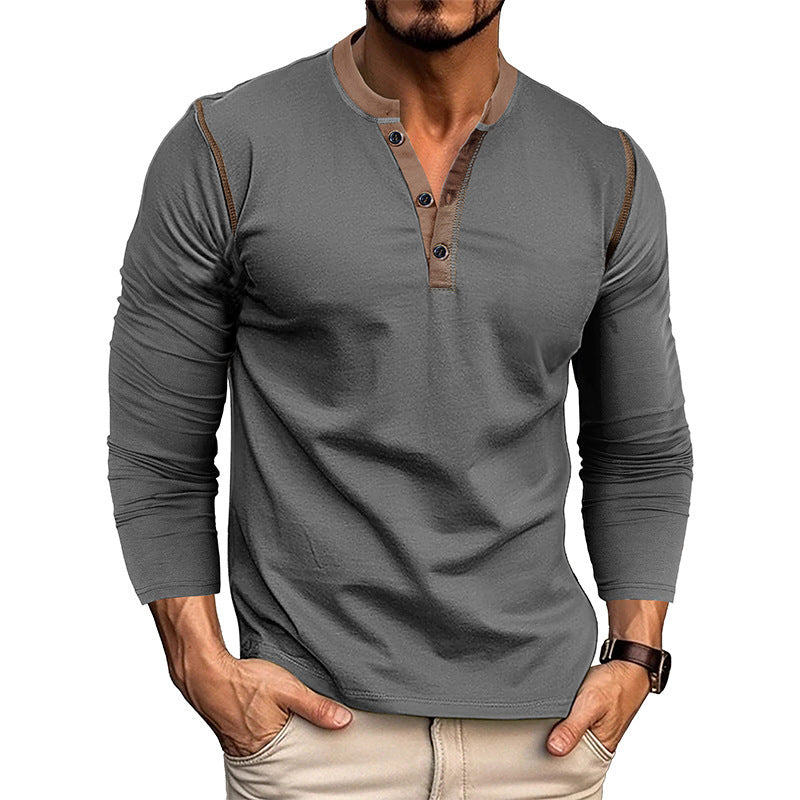 Men's Long Sleeve Vintage Henley T-Shirt