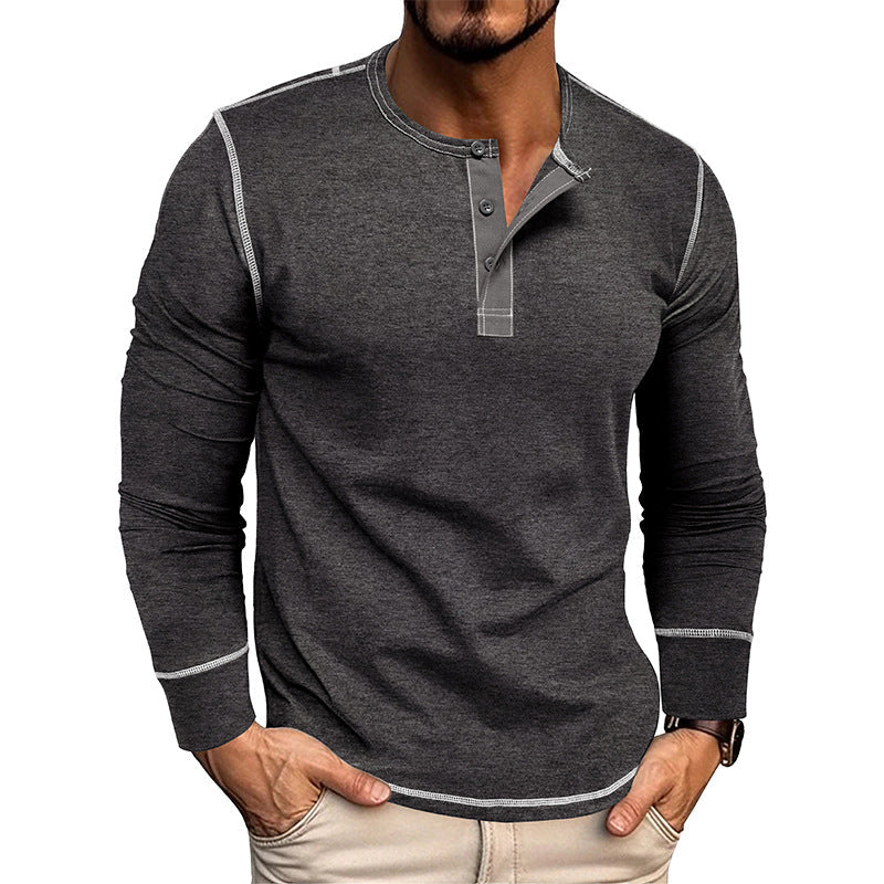 Men's Colorblock Long Sleeve Henley T-Shirt