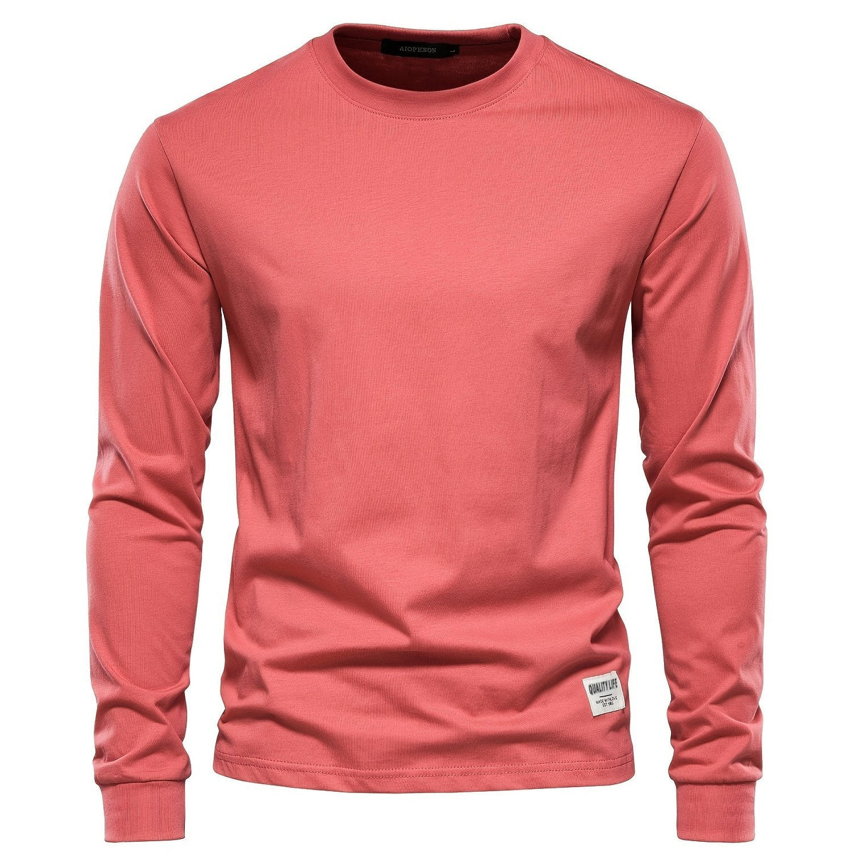 Men's Basic Solid Cotton O-neck Long Sleeve T-Shirt