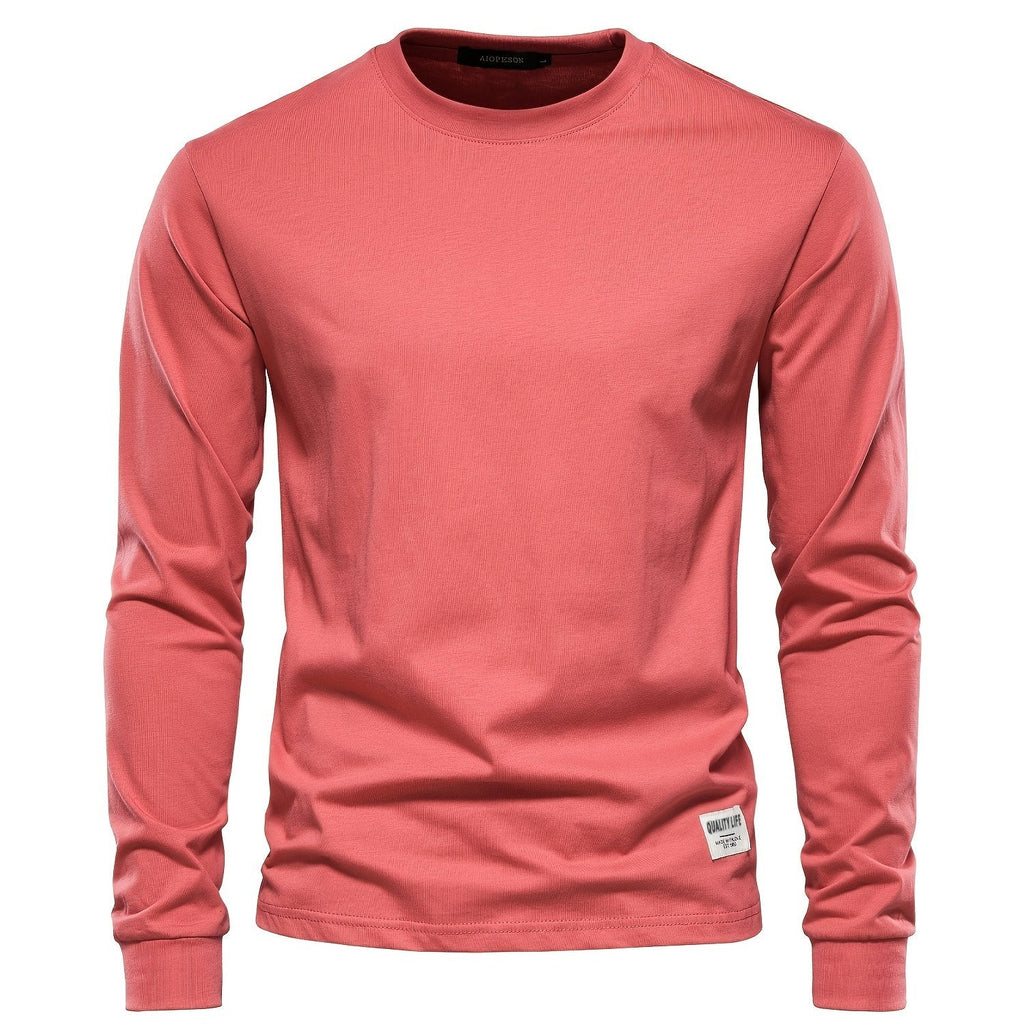 Men's Basic Solid Cotton O-neck Long Sleeve T-Shirt
