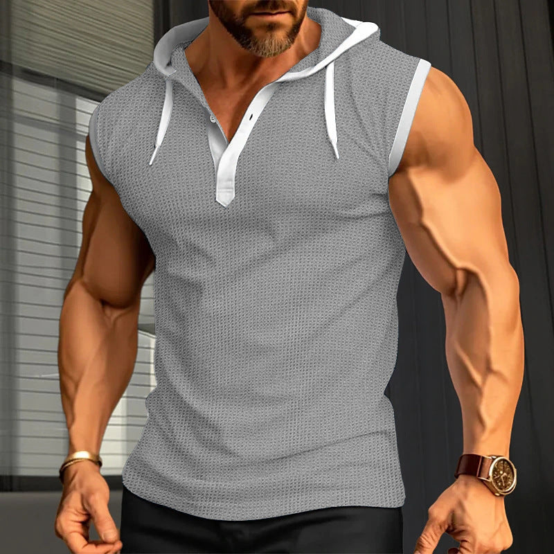Men's Casual Loose Fit Hooded Pullover Vest