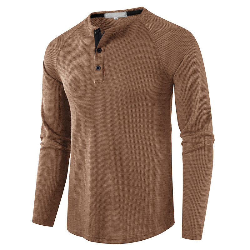 Men's Solid Color Long Sleeve Henley Shirts