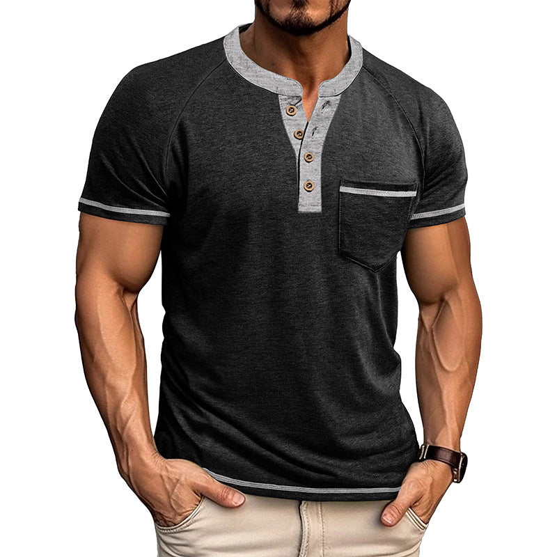 Men's Colorblock Short Sleeve Henley Shirt