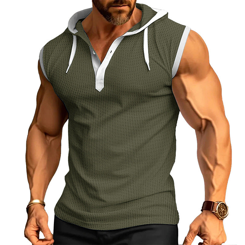 Men's Casual Loose Fit Hooded Pullover Vest