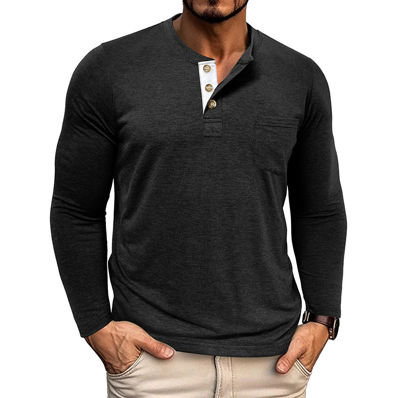 Men's Casual Long Sleeve Henley T-Shirts