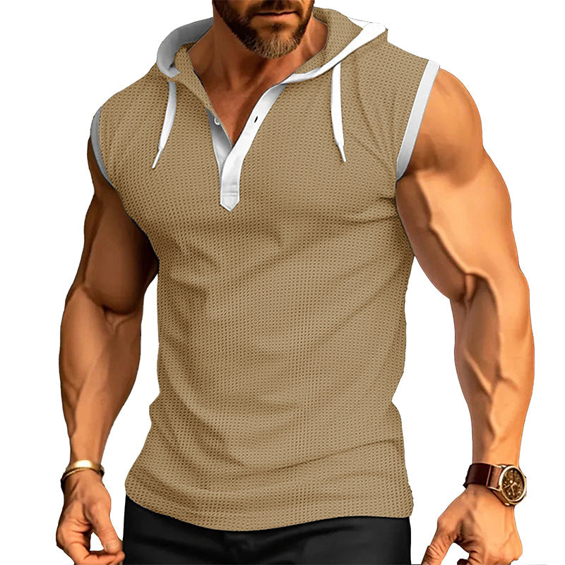 Men's Casual Loose Fit Hooded Pullover Vest