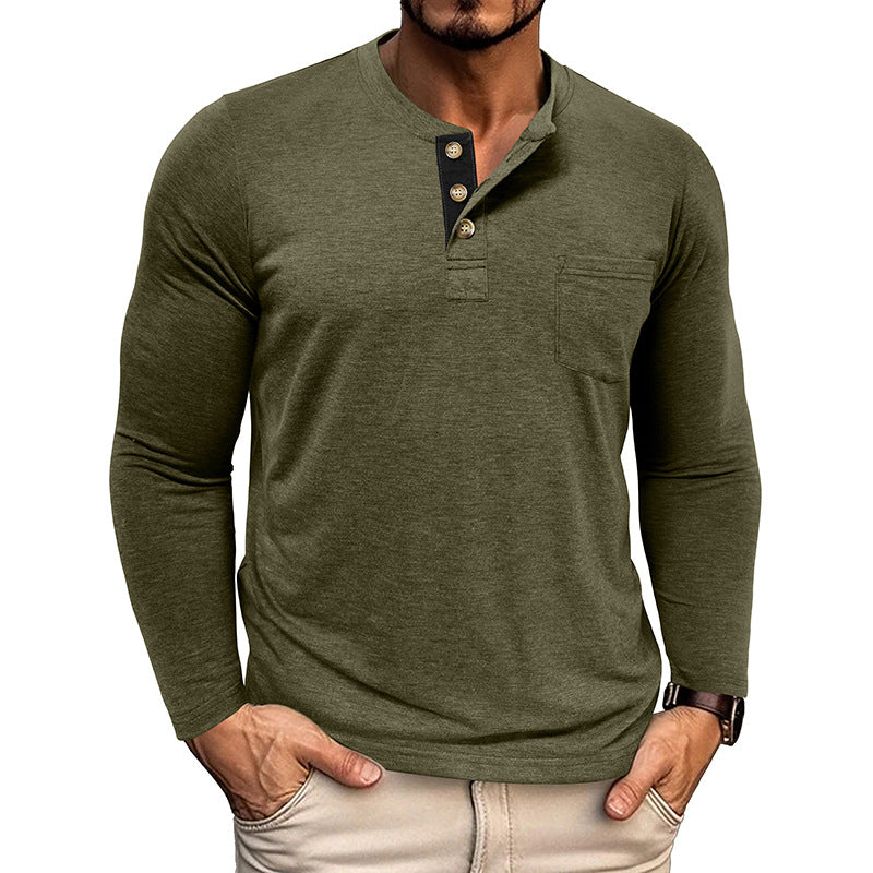 Men's Casual Long Sleeve Henley T-Shirts