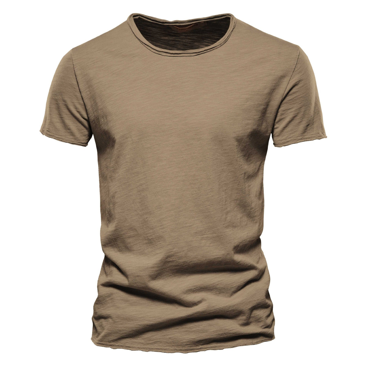 Men's Textured Solid Color Crew Neck Short-sleeved T-shirt