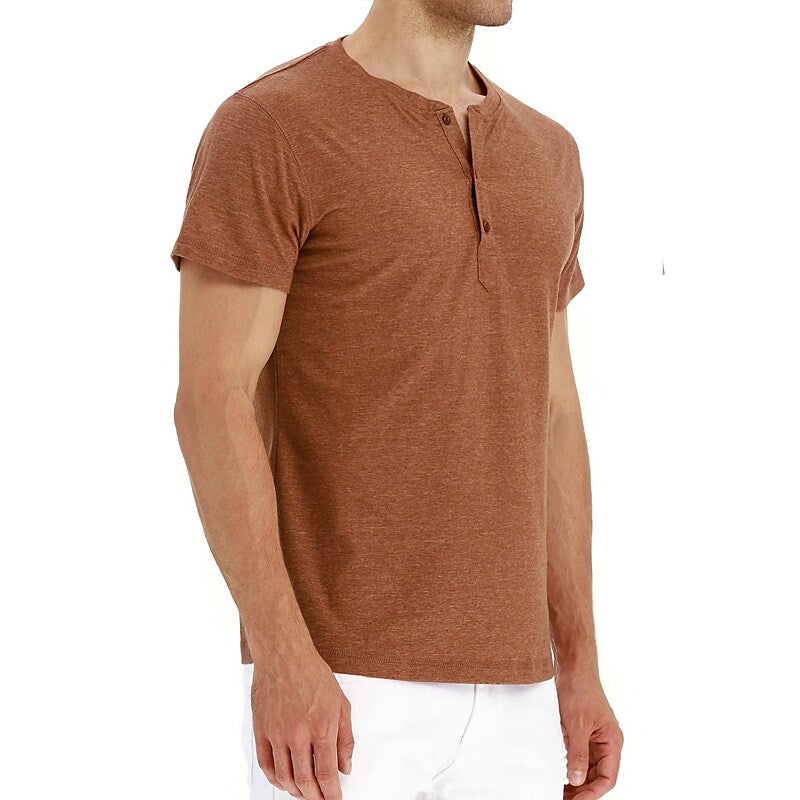 Men's Henley Shirt T shirt Solid Color