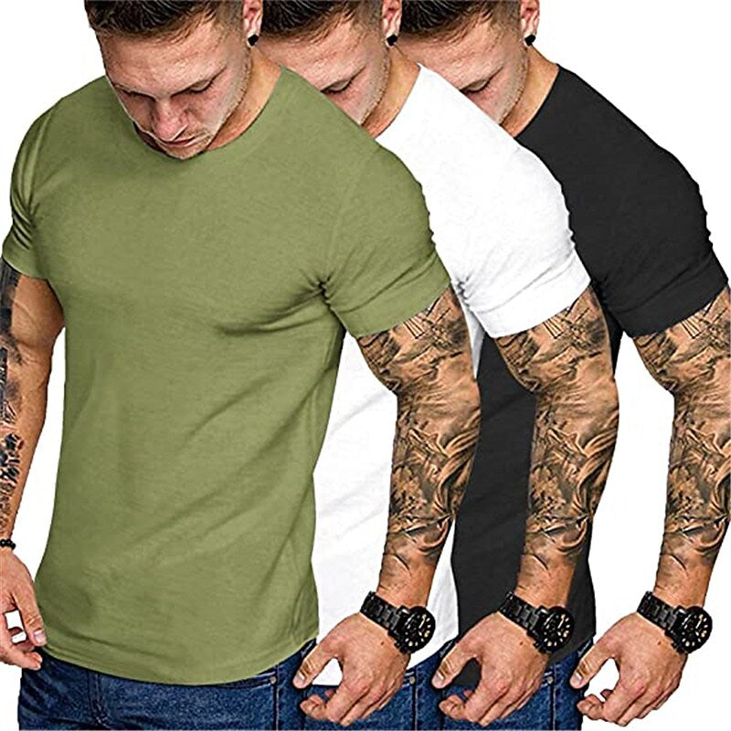 Men's 3 Pack Gym Workout Short Sleeve T Shirt