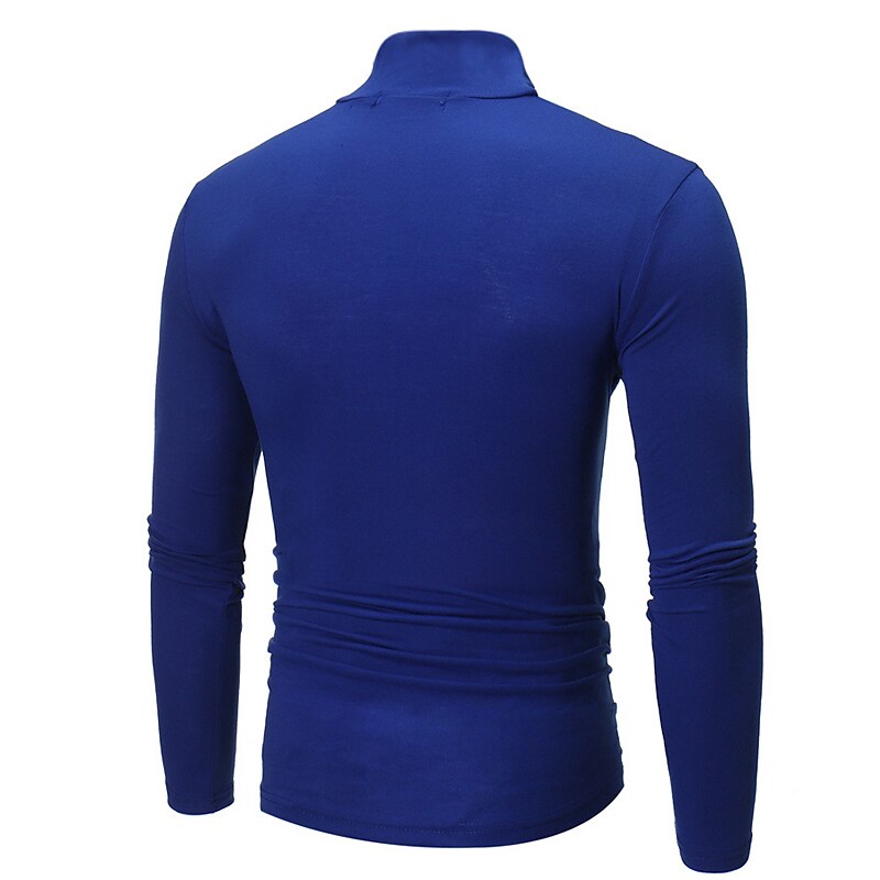 Men's Turtleneck Solid Color Casual Long Sleeve T-shirt