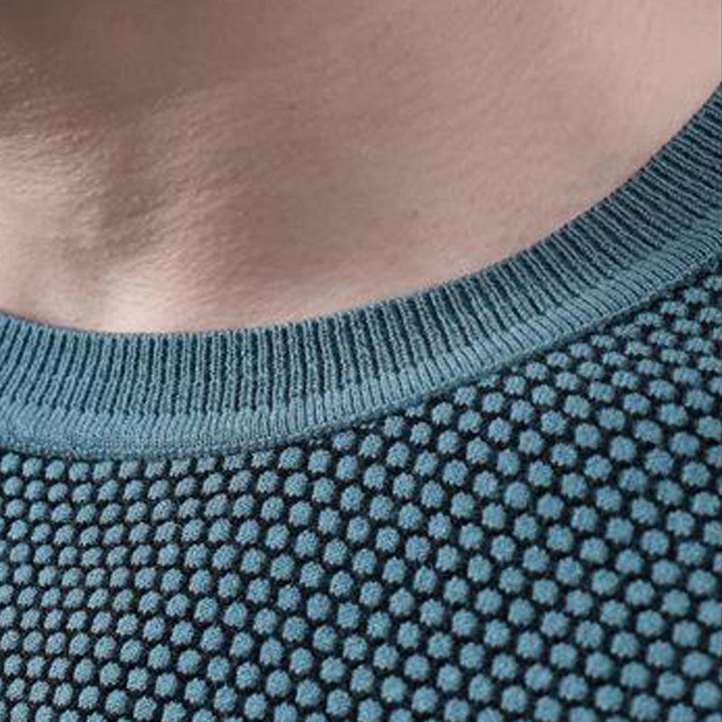 Men's Two-tone Textured Crew Neck Rib Knit Short Sleeve T-Shirt