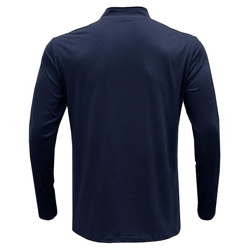 Men's Stand Collar Zip Solid Color Long Sleeve T-Shirt