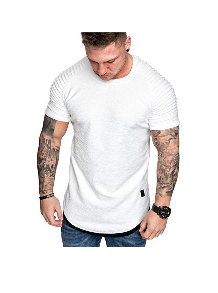 William Raglan Sleeves Hem Patchwork Short-sleeved T-shirt