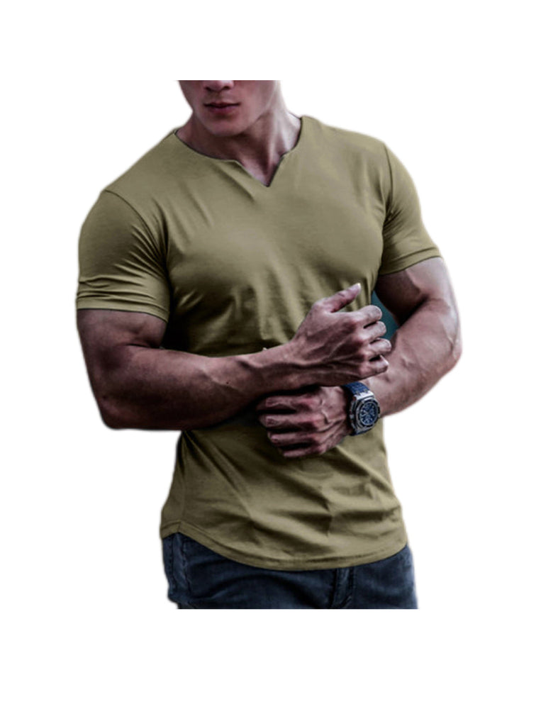 Earl Solid Color V Neck Casual Short Sleeve Shirt