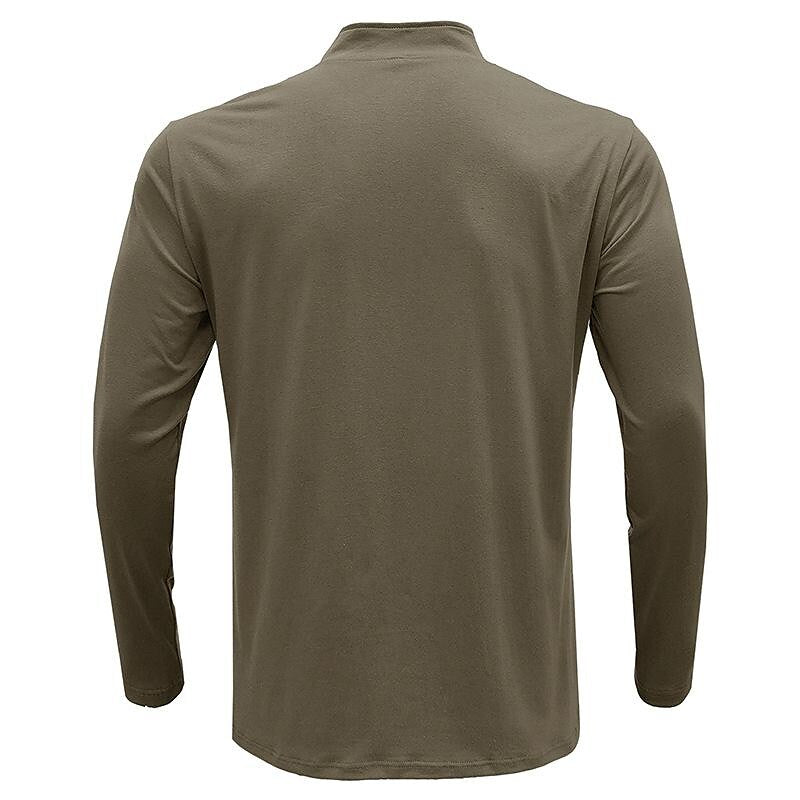 Men's Stand Collar Zip Solid Color Long Sleeve T-Shirt