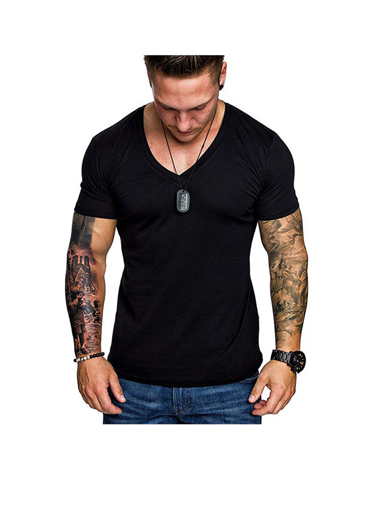 Men's  V-Neck Solid Color Casual T-Shirt