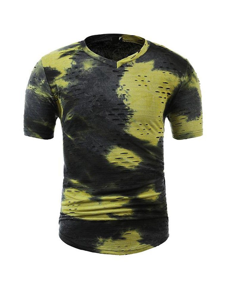 Tie-dye Ripped Short-sleeve T-shirt