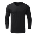 Men's Solid Color Round Neck And V-neck Long-sleeved T-shirt