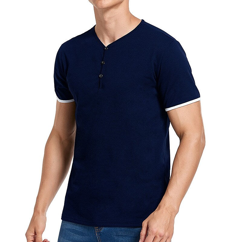 Men's Henley Shirt T shirt Solid Color