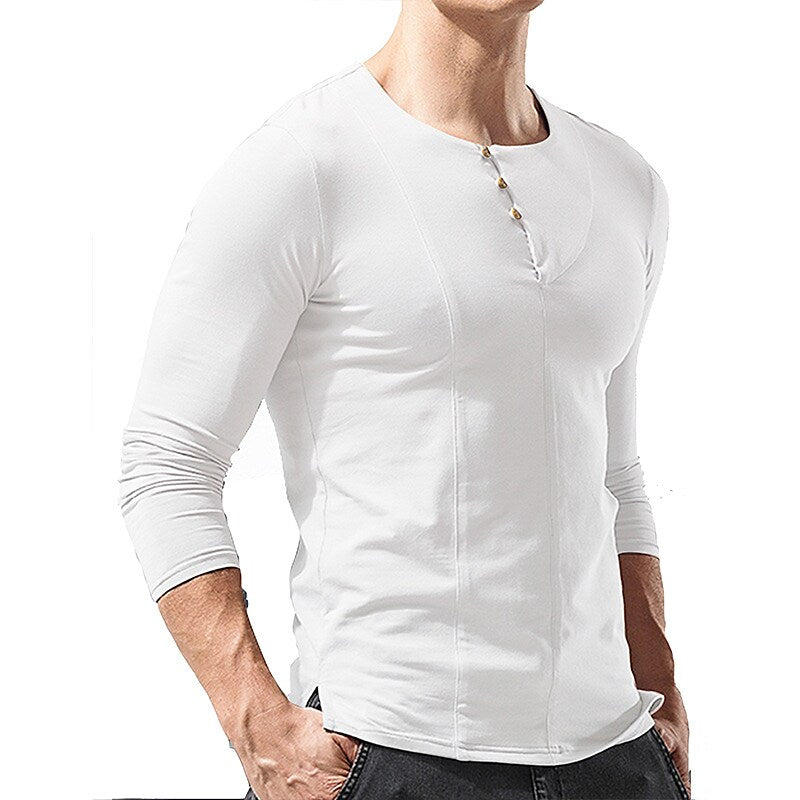 Men's Henley Shirt T shirt Solid Color