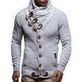 Men's Vintage Scarf Collar Button Cardigan Sweater