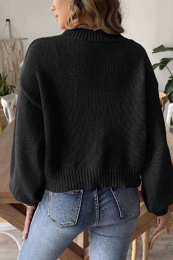 Fashion Trend Lantern Sleeve Simple Casual Coat