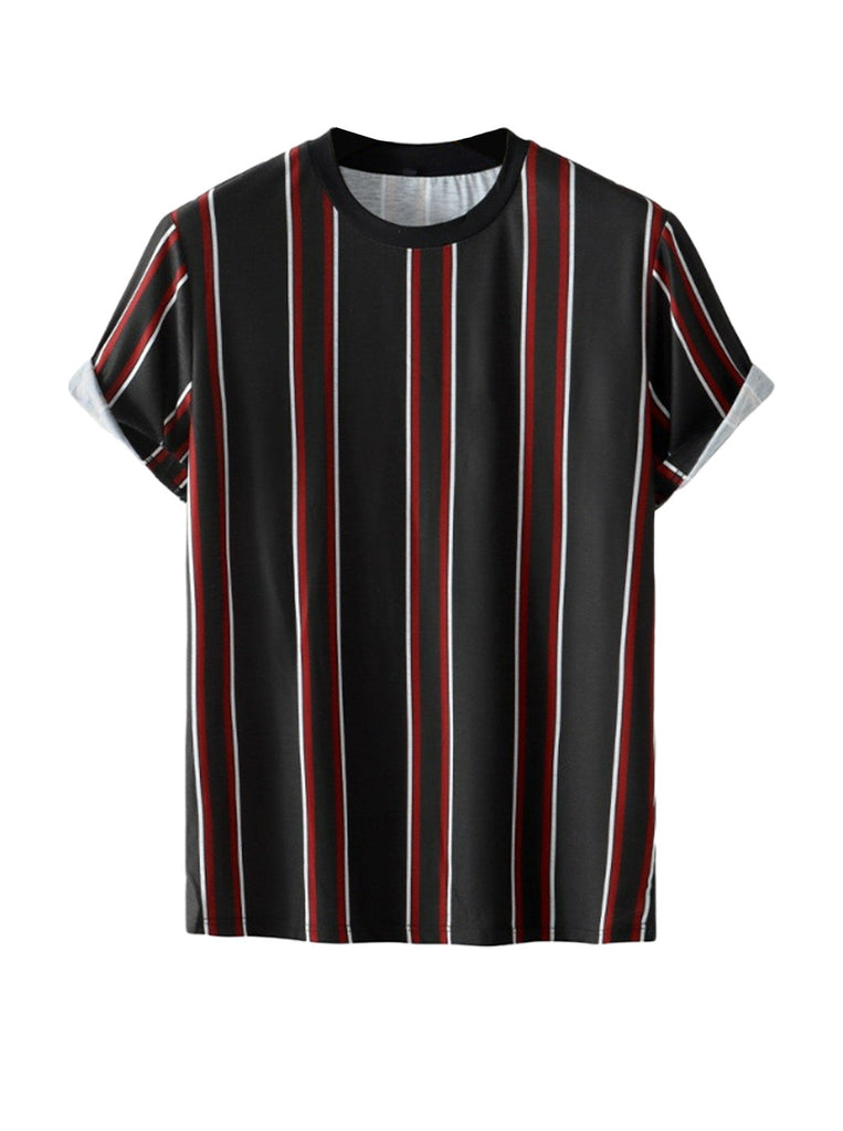 Marvin Colorful Print Striped Short Sleeve T-Shirt