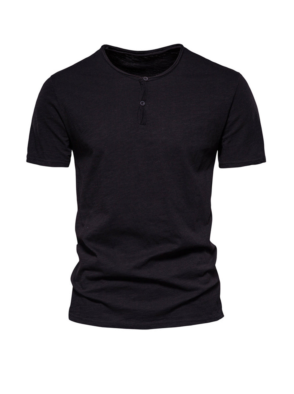 Harold Solid Color Henry Collar T-shirt