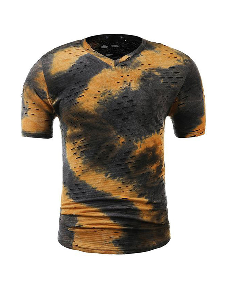 Tie-dye Ripped Short-sleeve T-shirt