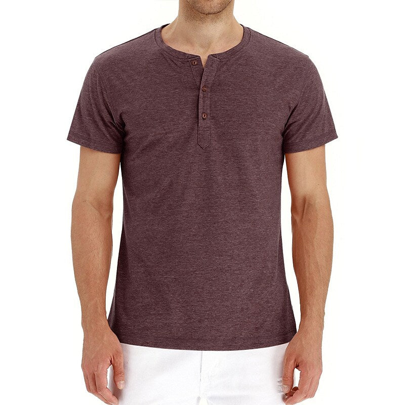 Men's Henley Shirt T shirt Solid Color