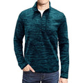 Men's Slub Yarn Half Zip Stand Collar  Long-sleeve T-shirt