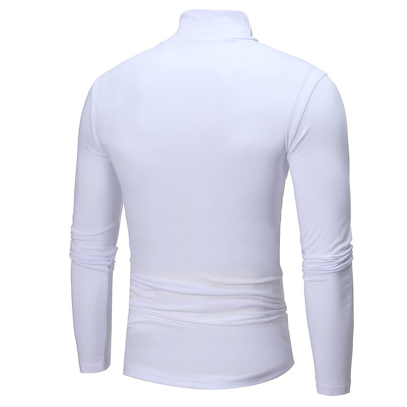 Men's Turtleneck Solid Color Casual Long Sleeve T-shirt