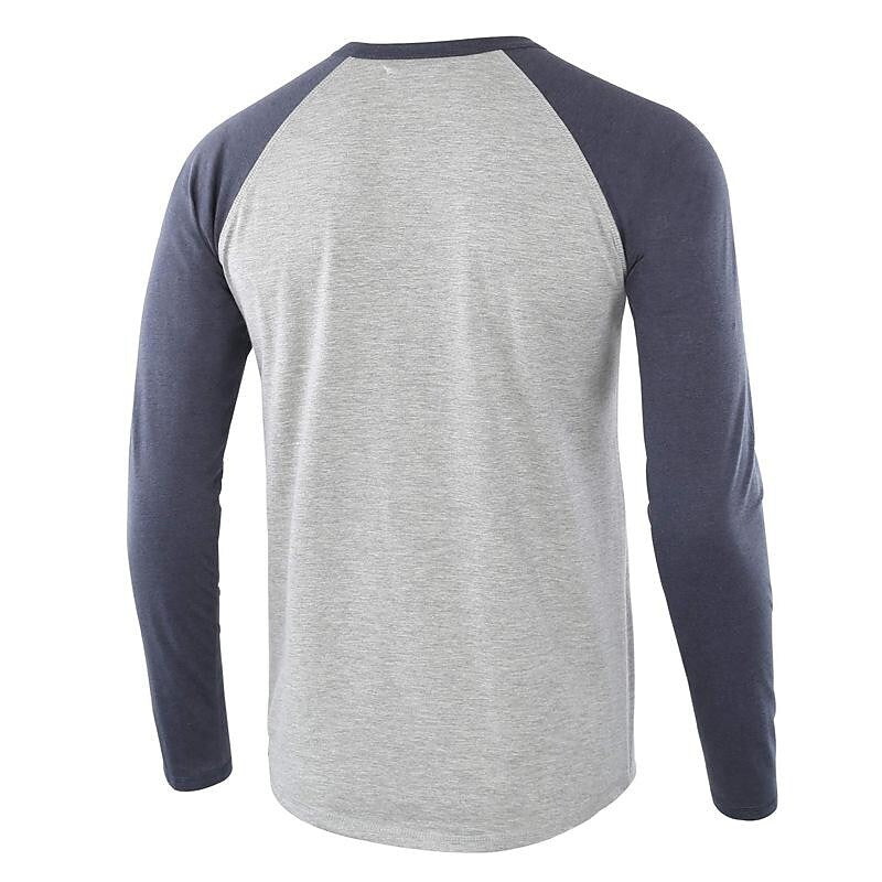 Men's Color Block Raglan Sleeves Henry T-shirt