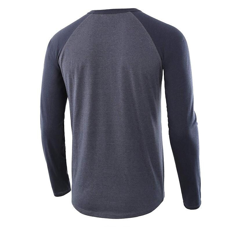 Men's Color Block Raglan Sleeves Henry T-shirt