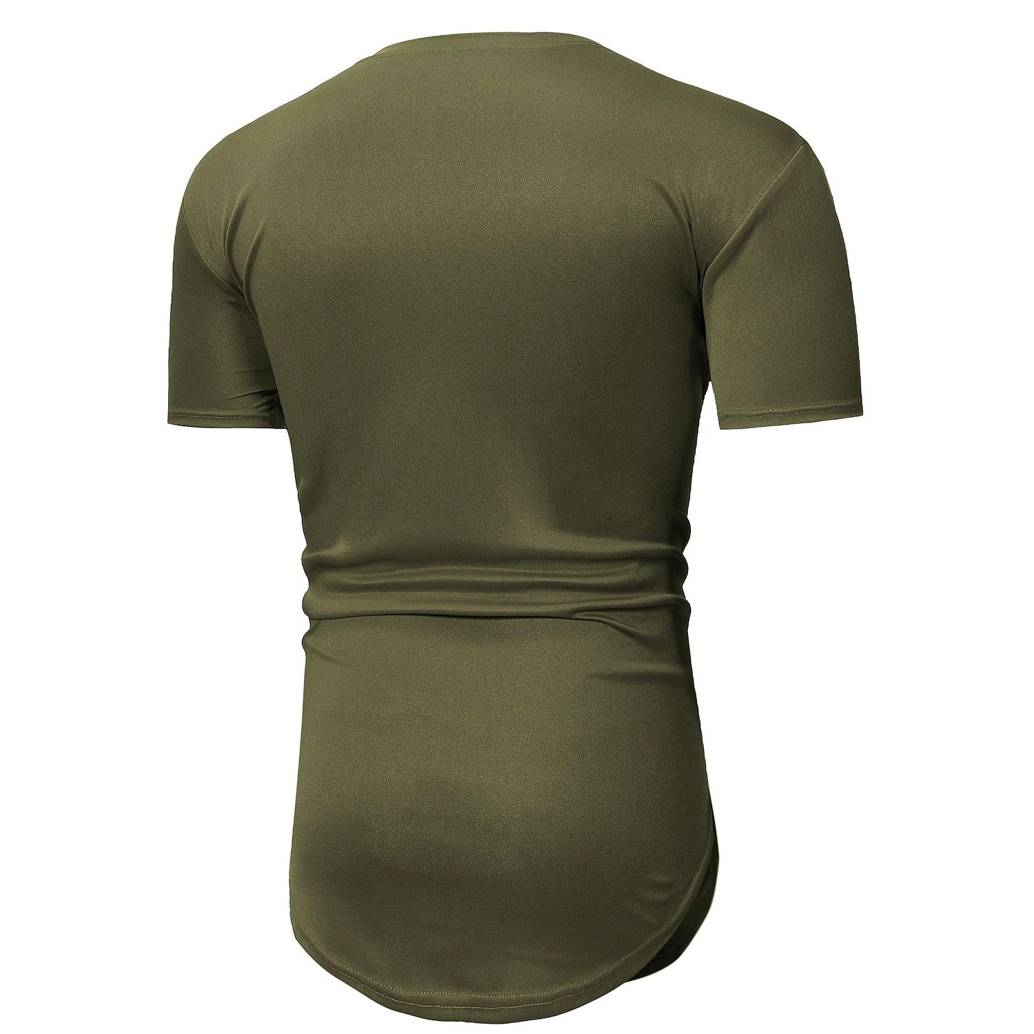 Men's Solid Color Short-sleeved Lengthened Arc Hem T-shirt