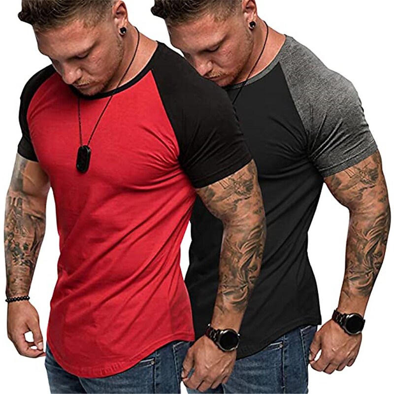Men's 2 pcs Color Block Raglan Sleeves T-shirt