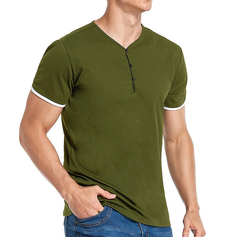 Men's Henley Shirt T shirt Solid Color