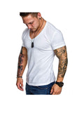 Men's  V-Neck Solid Color Casual T-Shirt
