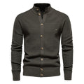 Men's Texture Pattern Stand Collar Knitted Cardigan