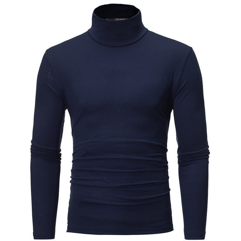 Men's Turtleneck Solid Color Casual Long Sleeve T-shirt