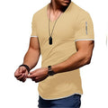 Men's Solid Color V Neck Street Casual T-shirt