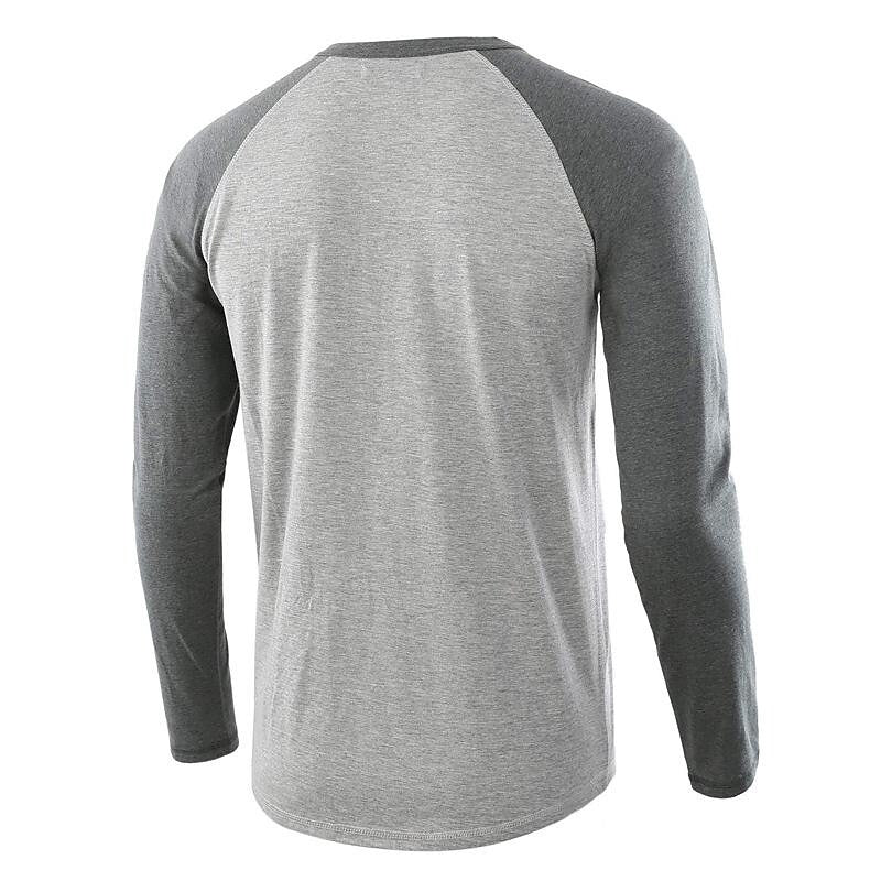 Men's Color Block Raglan Sleeves Henry T-shirt