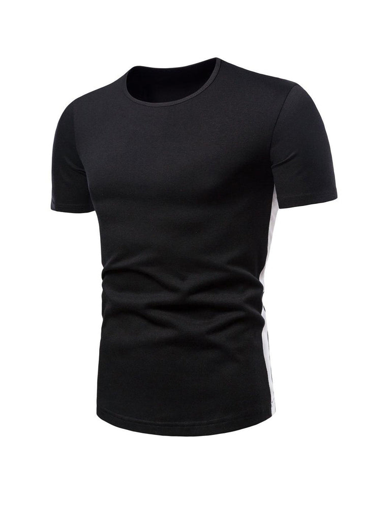 Buford Round Neck Patchwork Short-sleeved T-shirt