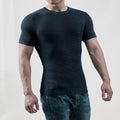 Men's Two-tone Textured Crew Neck Rib Knit Short Sleeve T-Shirt