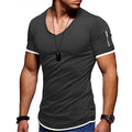 Men's Solid Color V Neck Street Casual T-shirt