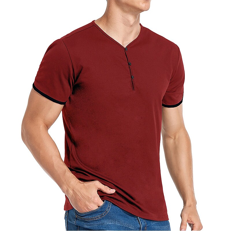 Men's Henley Shirt T shirt Solid Color
