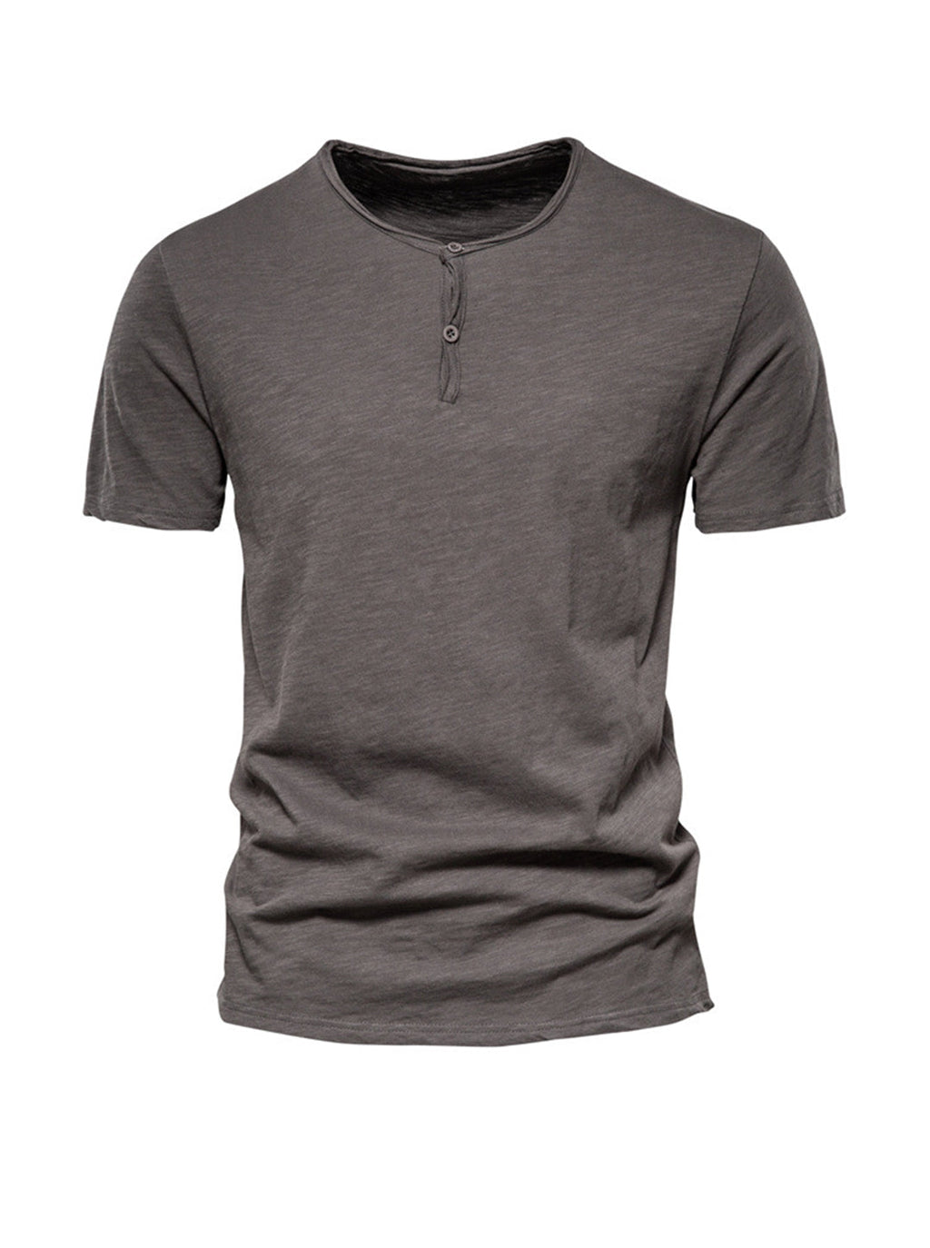 Harold Solid Color Henry Collar T-shirt