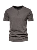 Harold Solid Color Henry Collar T-shirt