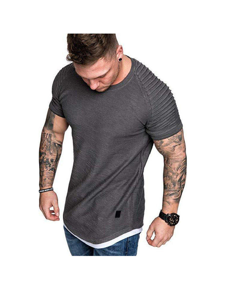 William Raglan Sleeves Hem Patchwork Short-sleeved T-shirt